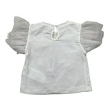 Miss Grant T-Shirt Girocollo Tinta Unita con Applicazioni per Neonata MG1335 BIANCO MISS GRANT 