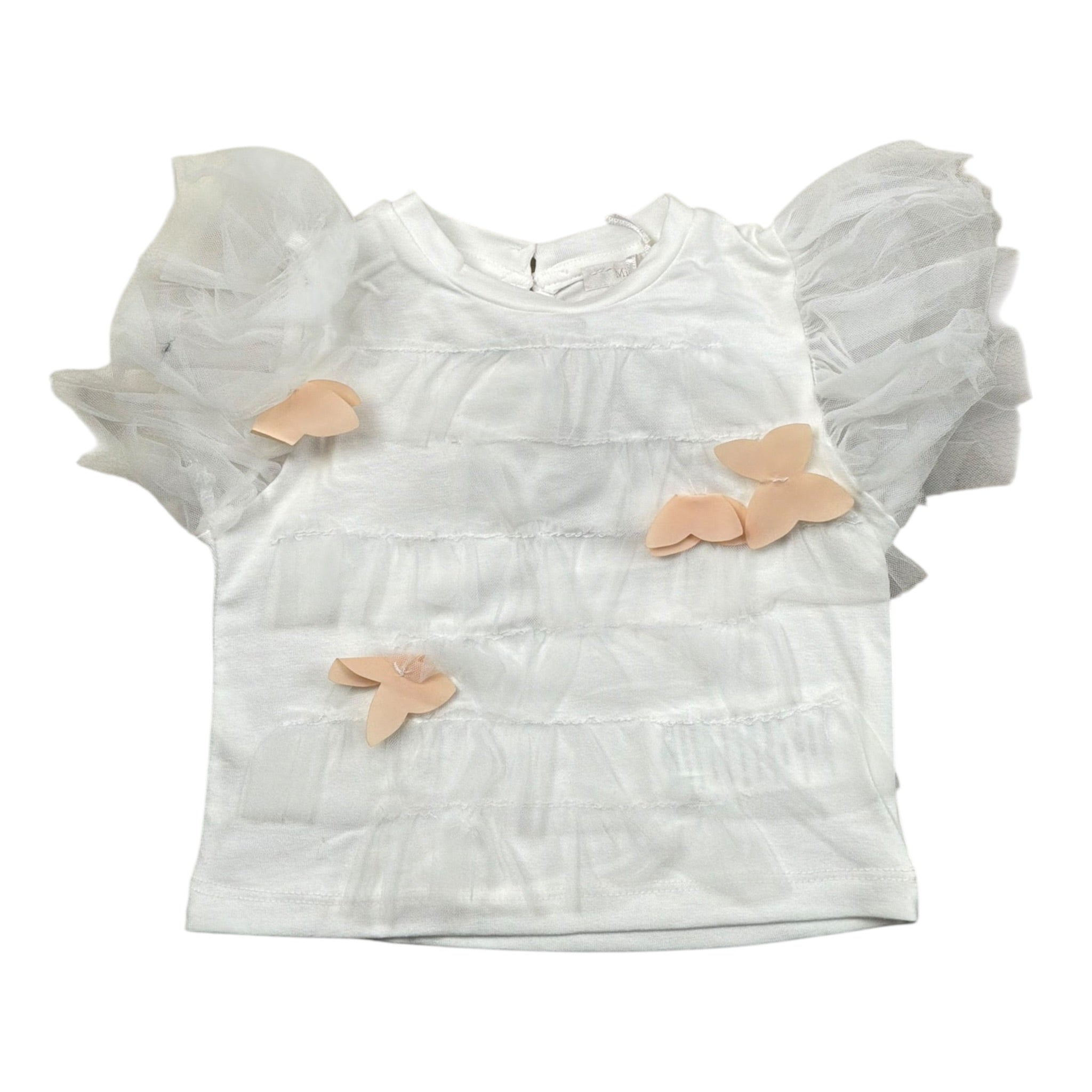 Miss Grant T-Shirt Girocollo tinta unita con Applicazioni Bianco per Neonata MG1335X BIANCO MISS GRANT 