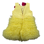 Miss Grant Abito Giromanica tinta unita con Tulle Giallo per Neonata MG1349NXX GIALLO MISS GRANT 