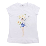 Monnalisa T-Shirt Girocollo Tinta Unita con Stampa per Bambina 113602S2 BIANCO MONNALISA 