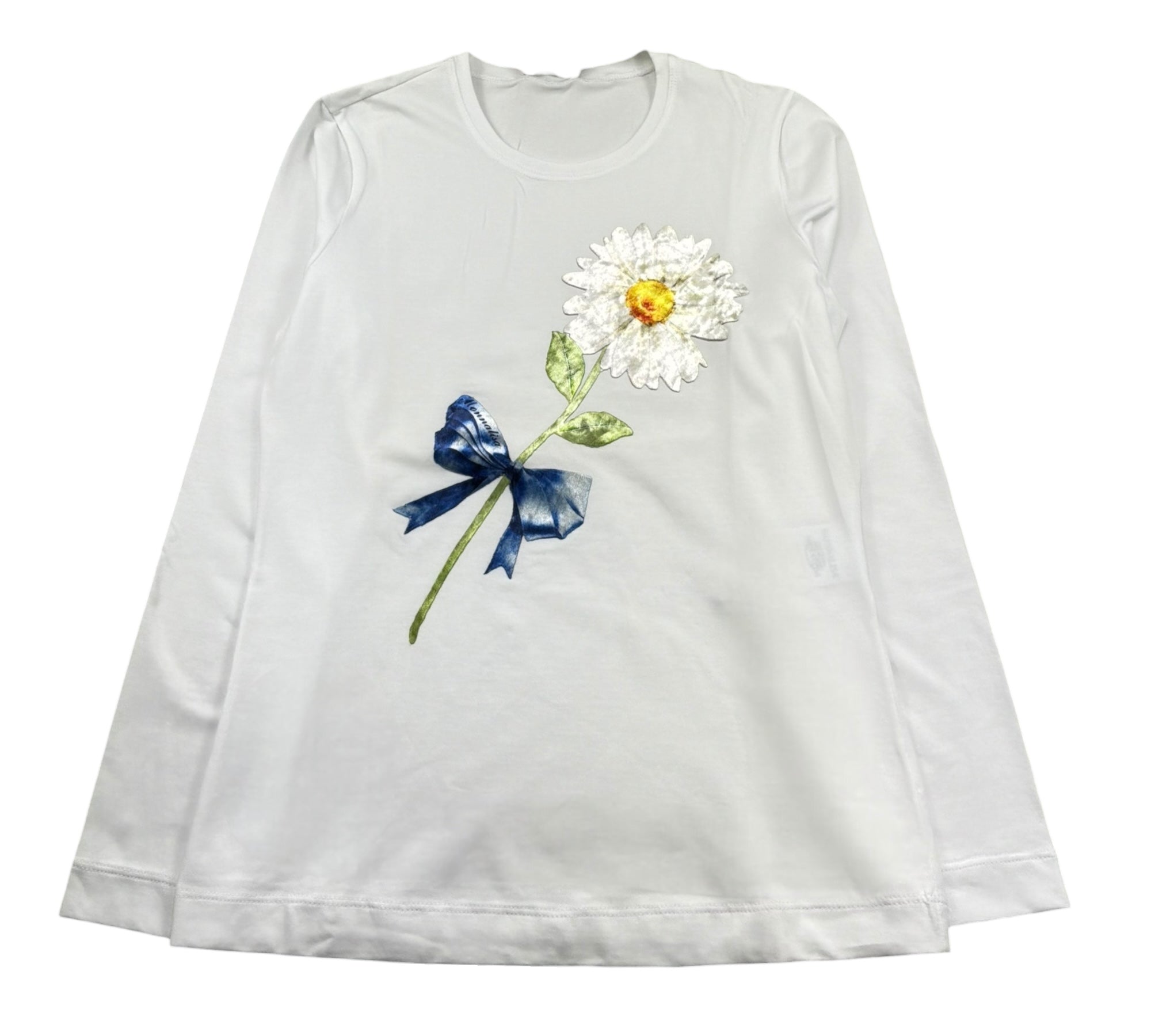 Monnalisa Shirt Girocollo Tinta Unita con Stampa per Bambina 113605A2 BIANCO MONNALISA 