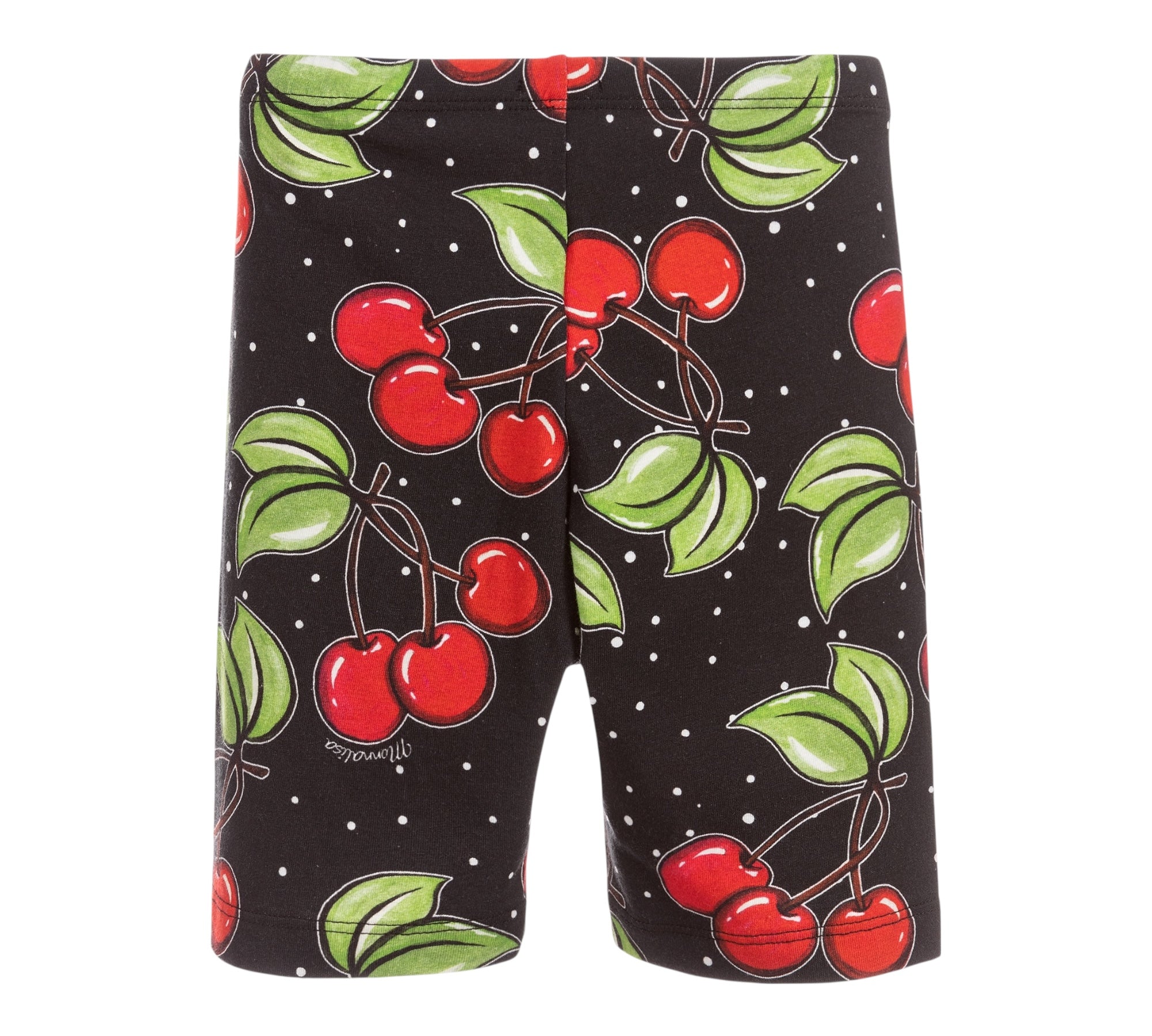 Monnalisa Leggins Ciclista Tinta Unita con Stampa Ciliegie per Bambina 115414 NERO MONNALISA 