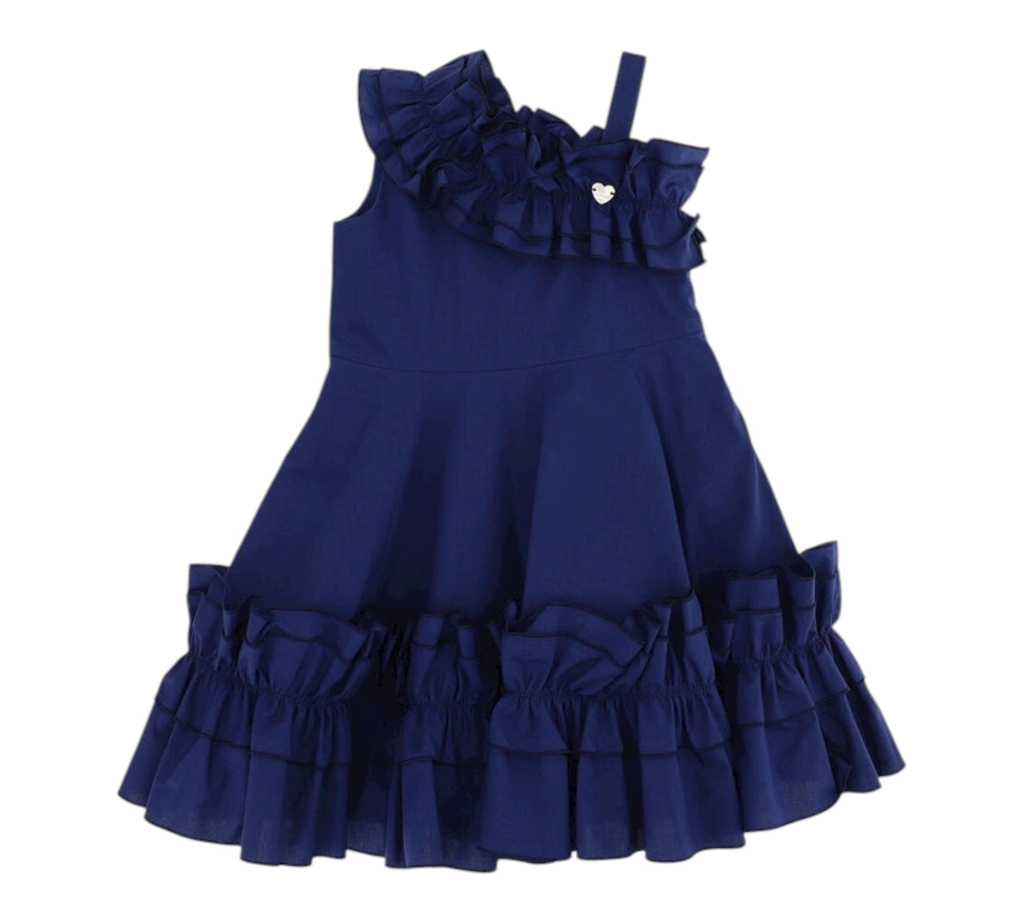 Monnalisa Abito Monospalla Tinta Unita per Bambina 117929A1 BLU MONNALISA 