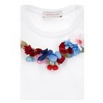 Monnalisa T-Shirt Girocollo Tinta Unita con Applicazioni per Bambina 11E628X BIANCO MONNALISA 