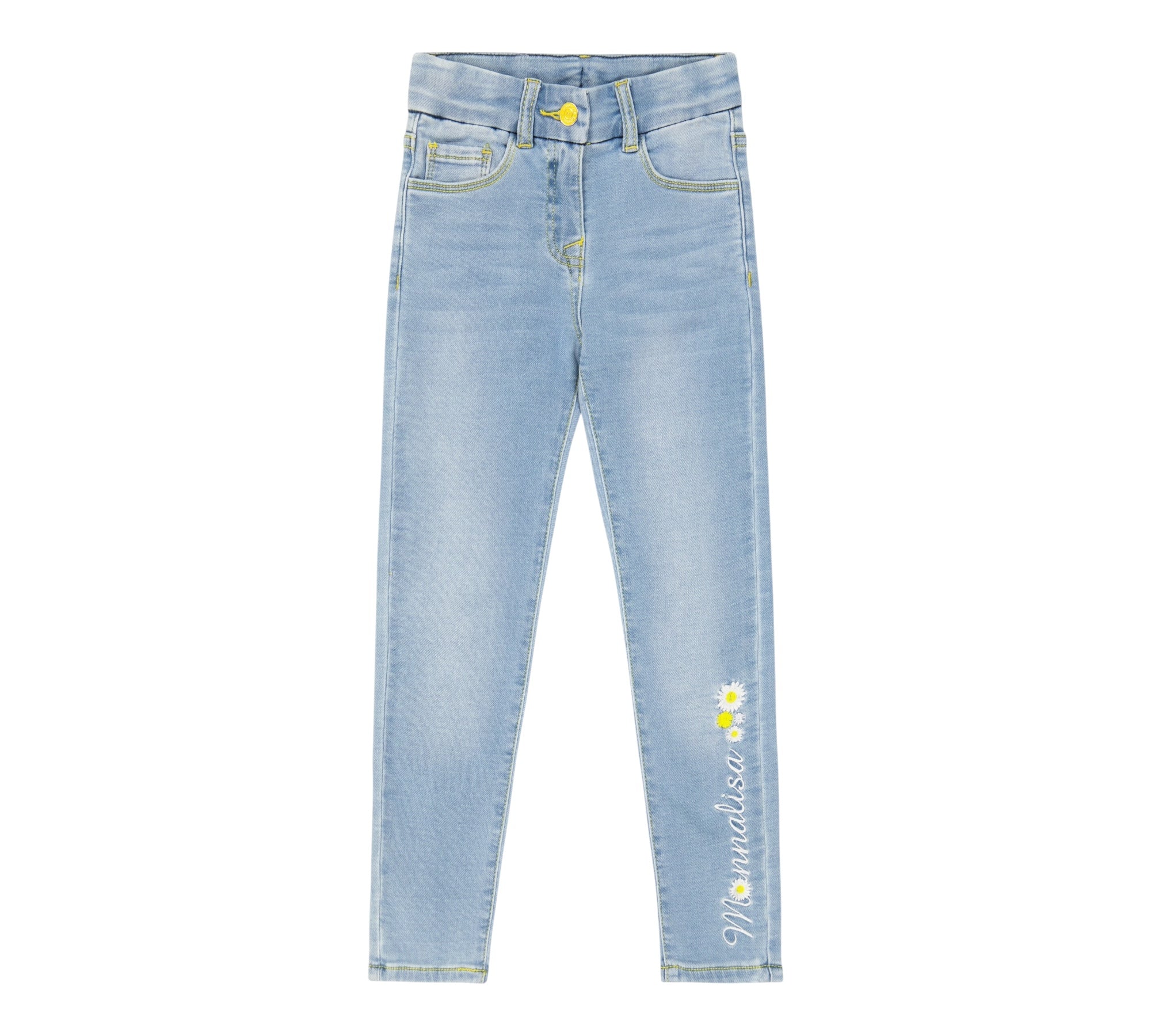 Monnalisa Jeans Tinta Unita con Girovita Regolabile per Bambina 199400 AZZURRO MONNALISA 