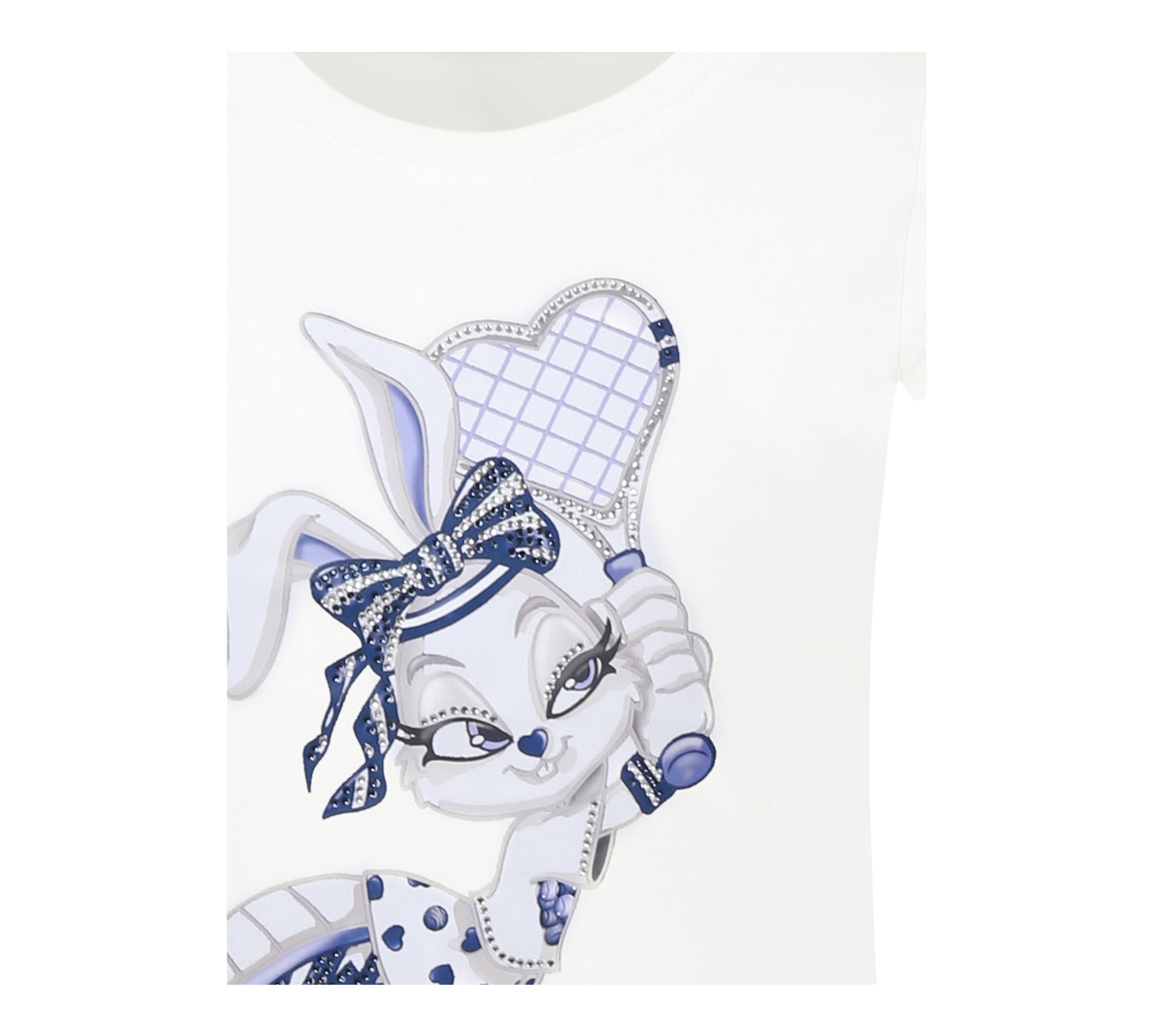 Monnalisa T-Shirt Girocollo Tinta Unita con Stampa per Bambina 19E615 BIANCO MONNALISA 