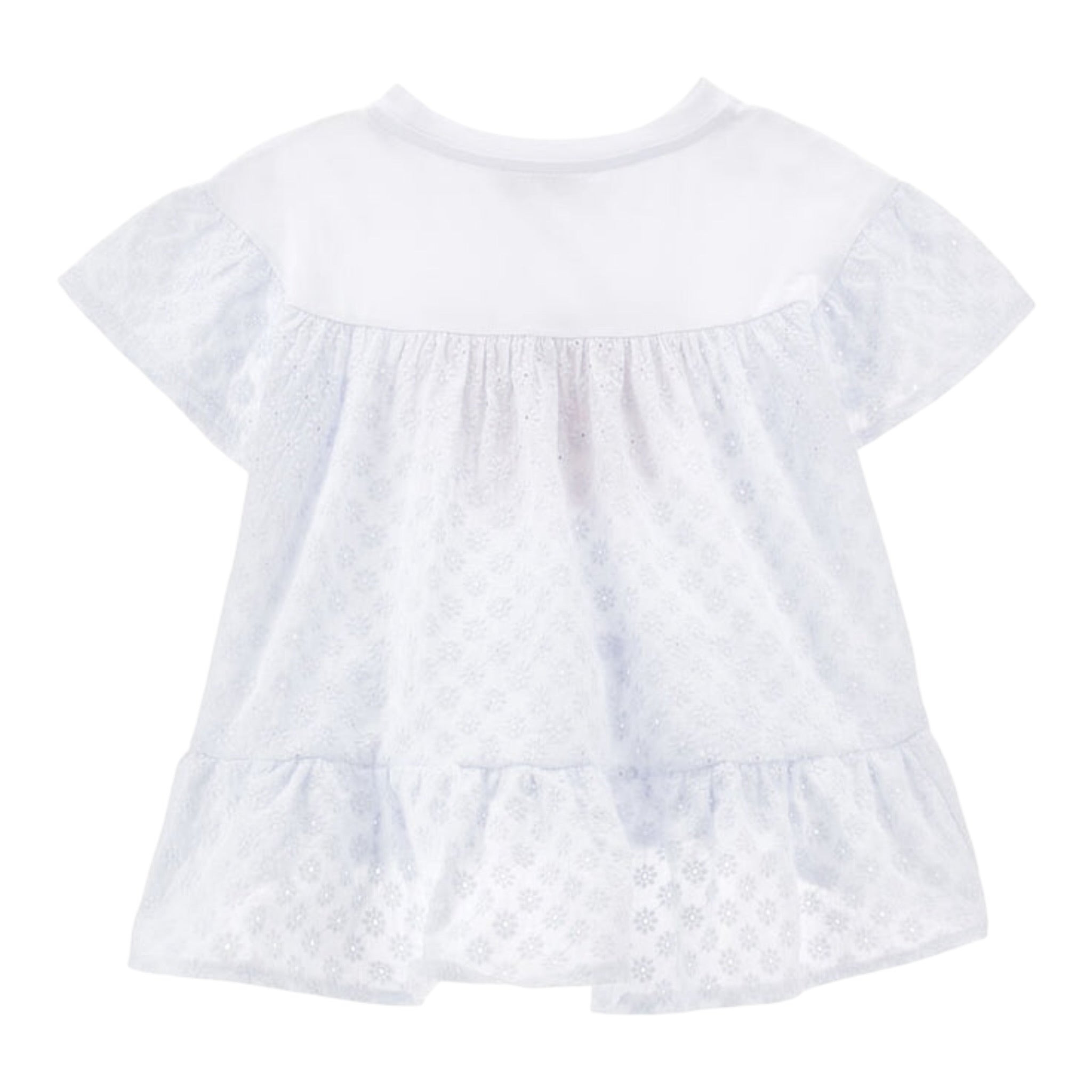 Monnalisa Maxi T-Shirt Girocolo Tinta Unita con Stampa per Neonata 19E625N BIANCO MONNALISA 