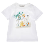 Monnalisa T-Shirt Girocollo Tinta Unita con Stampa per Neonato 28E603 BIANCO MONNALISA 