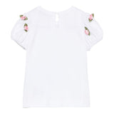 Monnalisa T-Shirt Girocollo Tinta Unita con Applicazioni per Neonata 31E604N BIANCO MONNALISA 