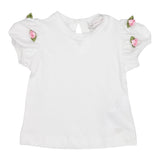 Monnalisa T-Shirt Girocollo Tinta Unita con Applicazioni per Neonata 31E604XN BIANCO MONNALISA 