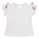 Monnalisa T-Shirt Girocollo Tinta Unita con Applicazioni per Neonata 31E604XN BIANCO MONNALISA 