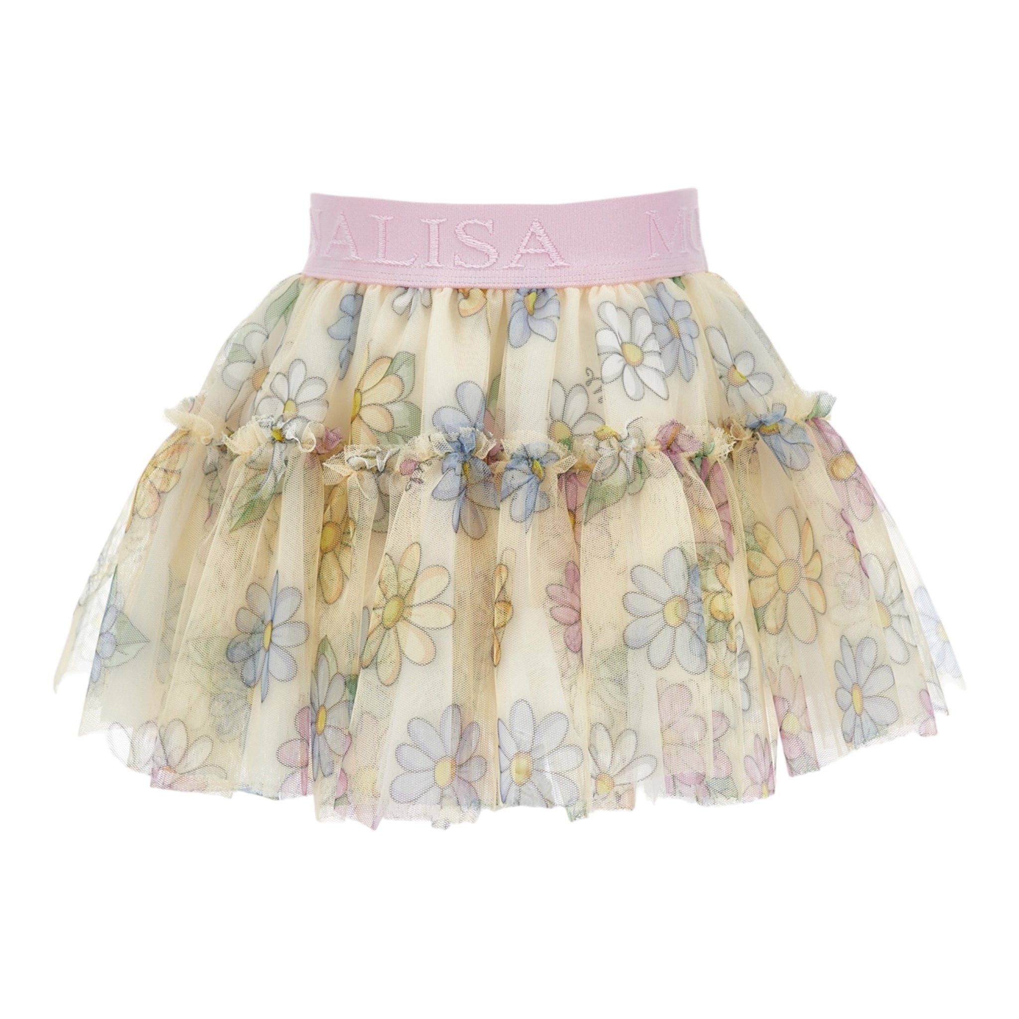 Monnalisa Gonna Tinta Unita In Tulle con Stampa Fiori per Neonata 31E702 GIALLO MONNALISA 