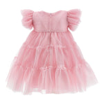 Monnalisa Abito Mezza Manica Tinta Unita In Tulle per Neonata 31E903 ROSA MONNALISA 