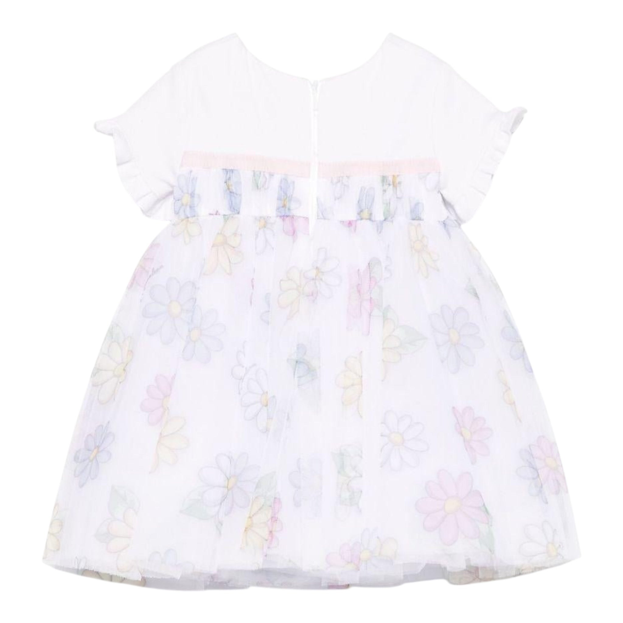 Monnalisa Abito Mezza Manica con Gonna Tulle per Bambina 31E906J BIANCO MONNALISA 