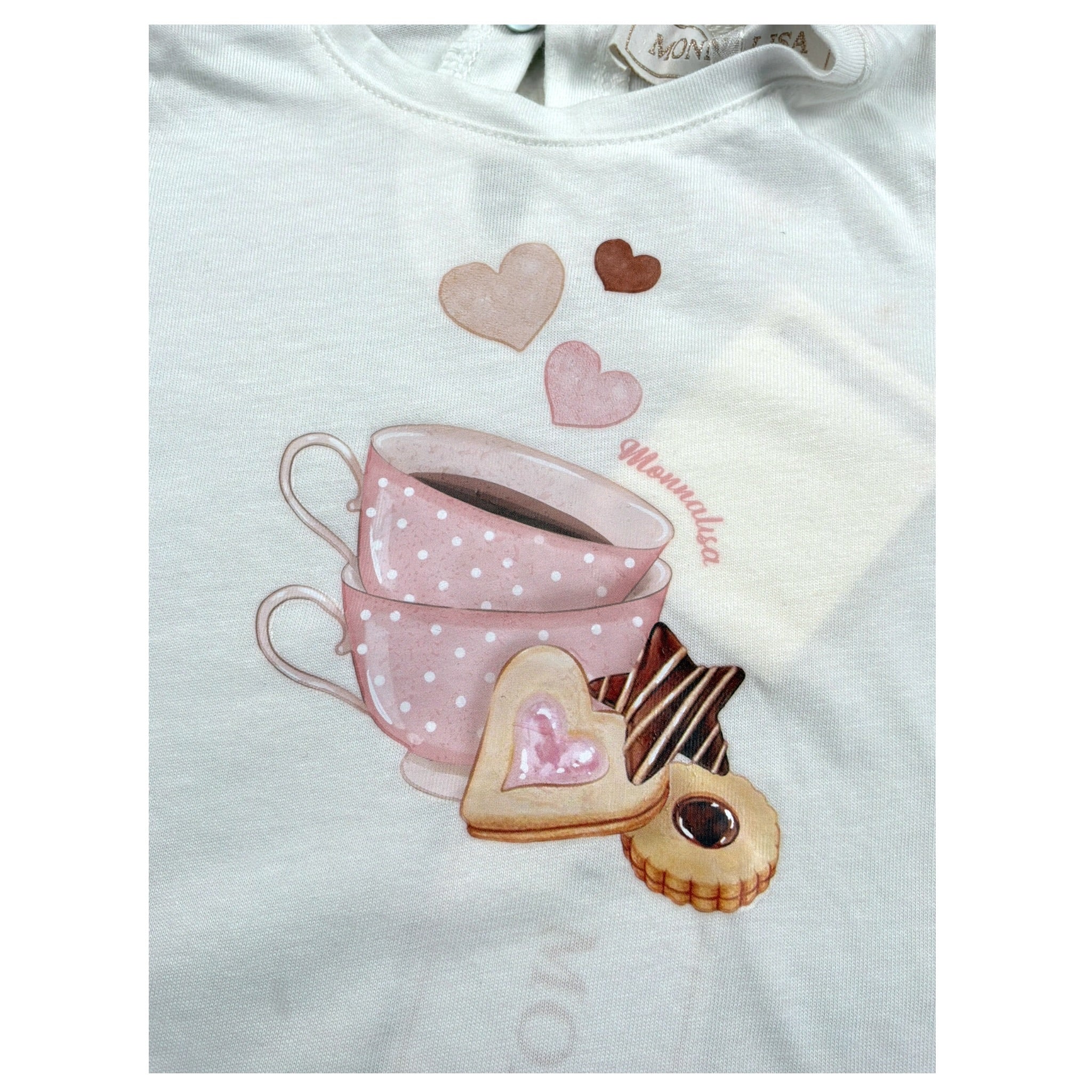 Monnalisa Shirt Girocollo tinta unita con Stampa Bianco per Neonata 39B609 BIANCO MONNALISA 