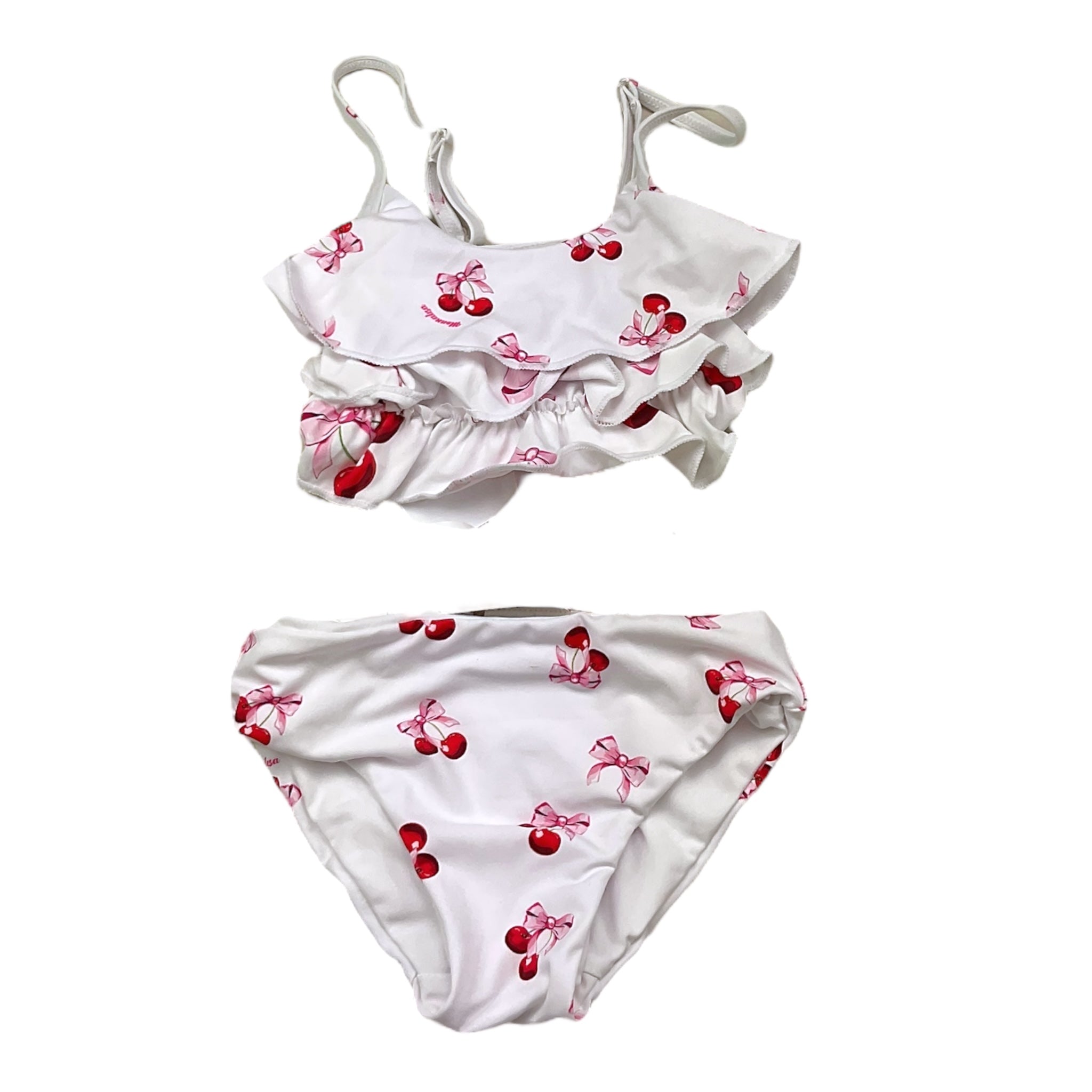 Monnalisa Costume 2 Pezzi Fascia-Slip Tinta Unita con Stampa per Neonata 39C045 BIANCO MONNALISA 