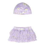 Monnalisa Set Gonna-Cuffia Tinta Unita per Neonata 39C051 LILLA MONNALISA 