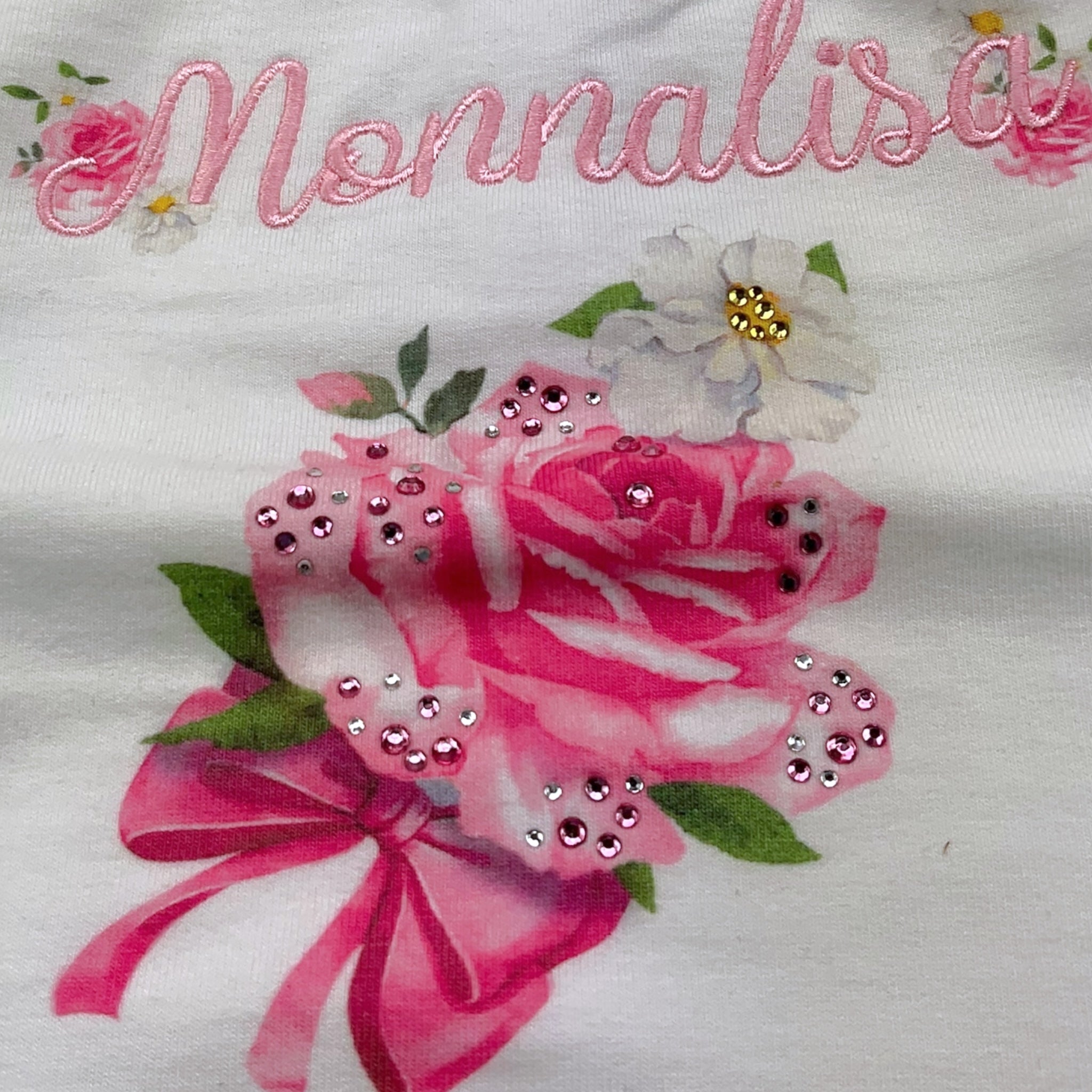 Monnalisa Felpa Tinta Unita Girocollo con Stampa per Neonata 39C600 BIANCO MONNALISA 