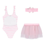 Monnalisa Set Costume 3 Pezzi Costume-Fascia-Gonna per Neonata 39E042 ROSA MONNALISA 