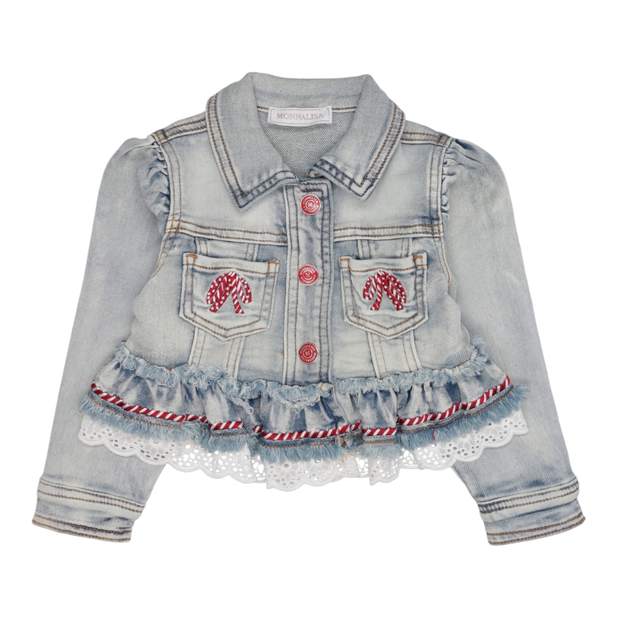 Monnalisa Giubbino In Denim Tinta Unita per Neonata 39E101 AZZURRO MONNALISA 