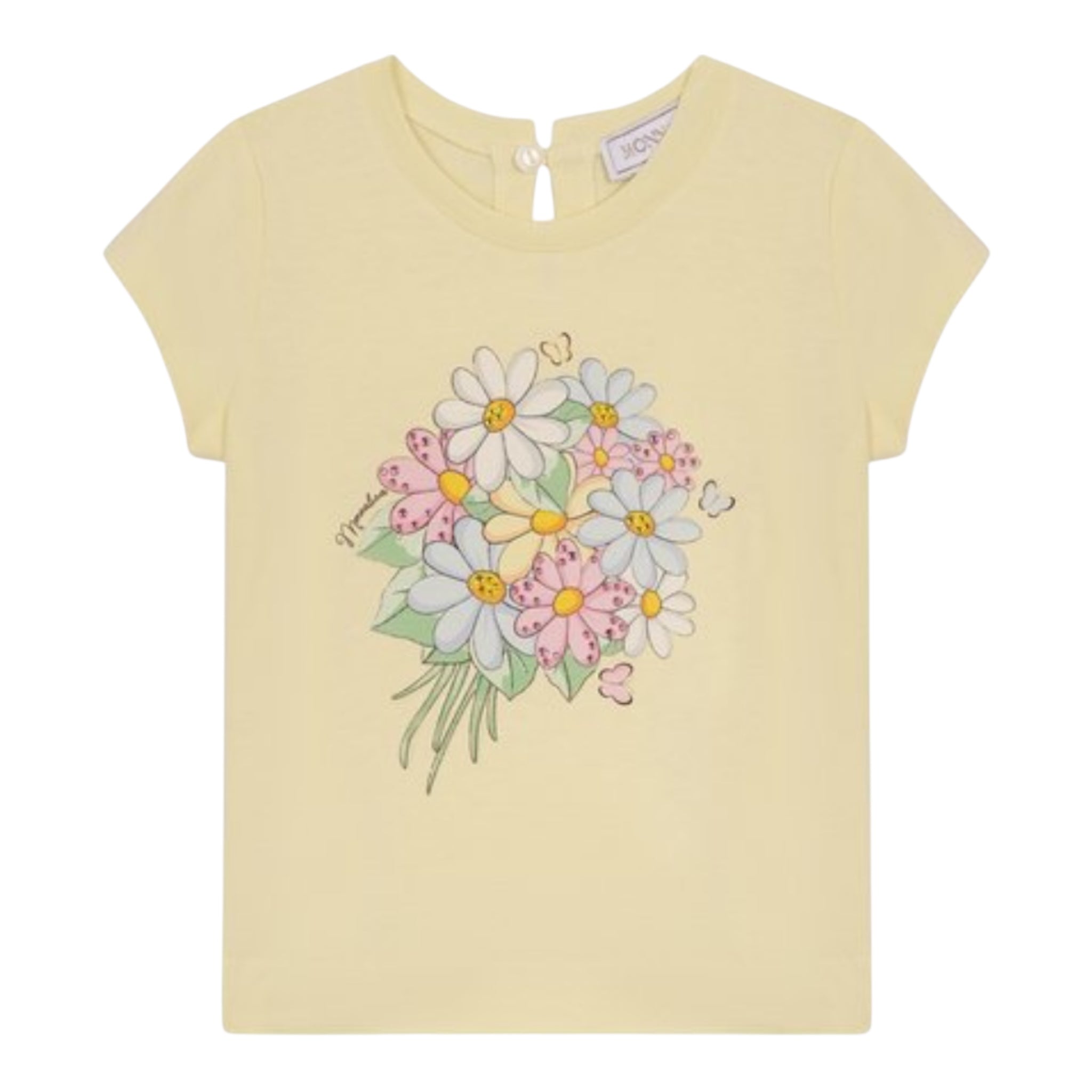 Monnalisa T-Shirt Girocollo Tinta Unita Stampa  per Neonata 39E612 GIALLO MONNALISA 