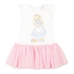 Monnalisa Abito Mezza Manica Tinta Unita con Gonna Tulle per Neonata 39E905X BIANCO/ROSA MONNALISA 