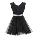 Monnalisa Abito Tinta Unita con Stampa Stelle per Bambina 419201 NERO MONNALISA 