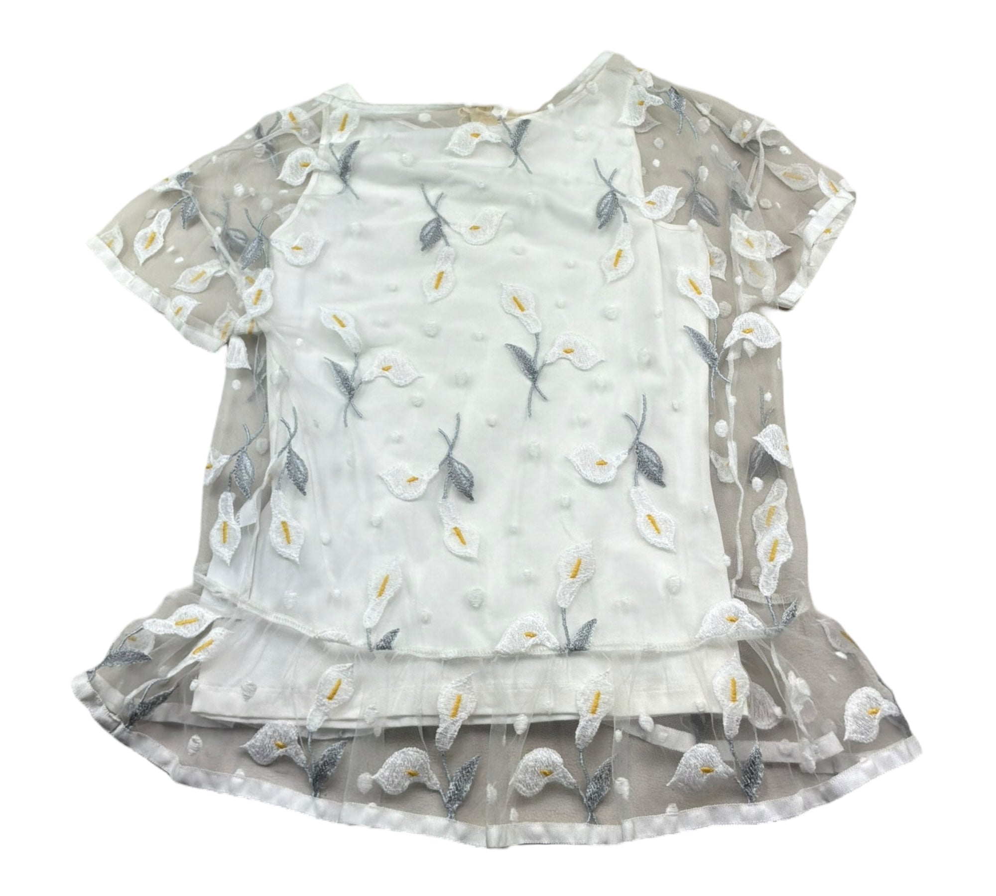 Monnalisa Camicia Velata Tinta Unita con Canotta per Bambina 711611 BIANCO MONNALISA 