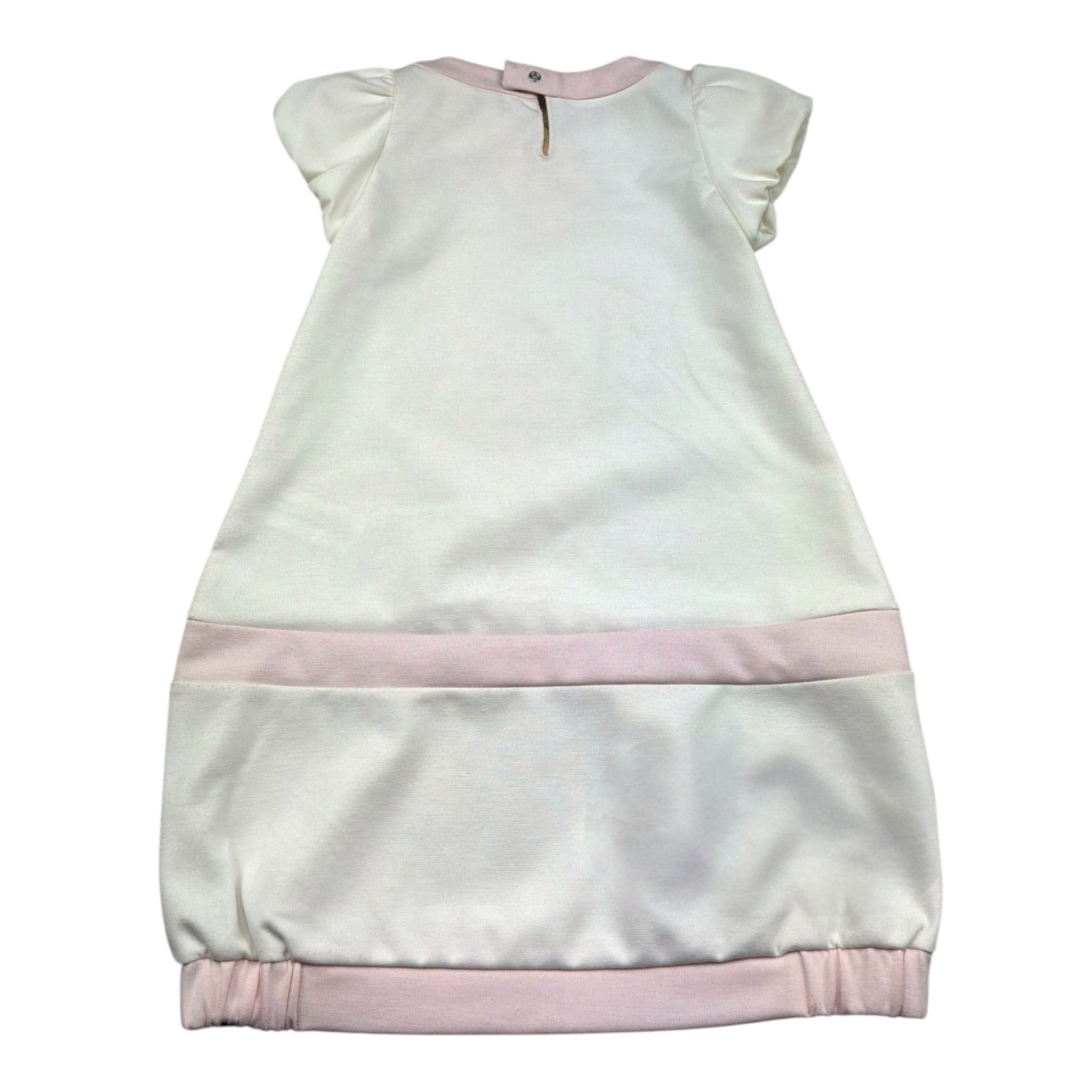 Monnalisa Abito Mezza Manica Tinta Unita con Fiocchi per Bambina 711901R8 PANNA MONNALISA 