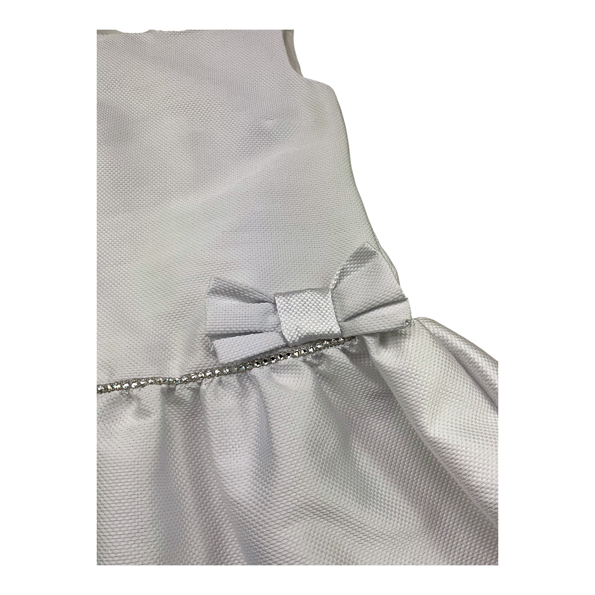 Monnalisa Abito Cerimonia Tinta Unita Giromanica per Bambina 711922 BIANCO MONNALISA 