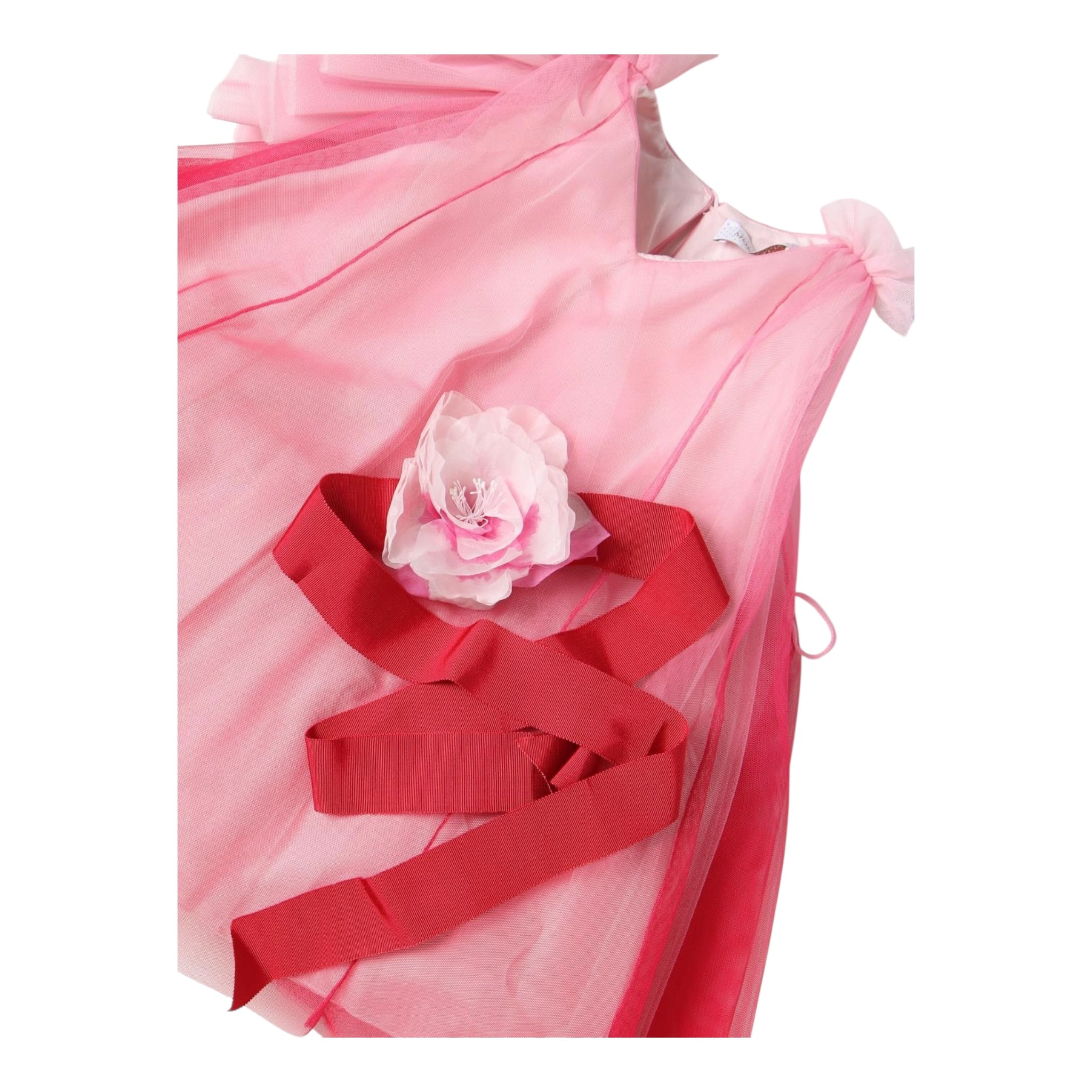 Monnalisa Abito Cerimonia Tinta Unita con Tulle per Bambina 71A914 ROSSO MONNALISA 