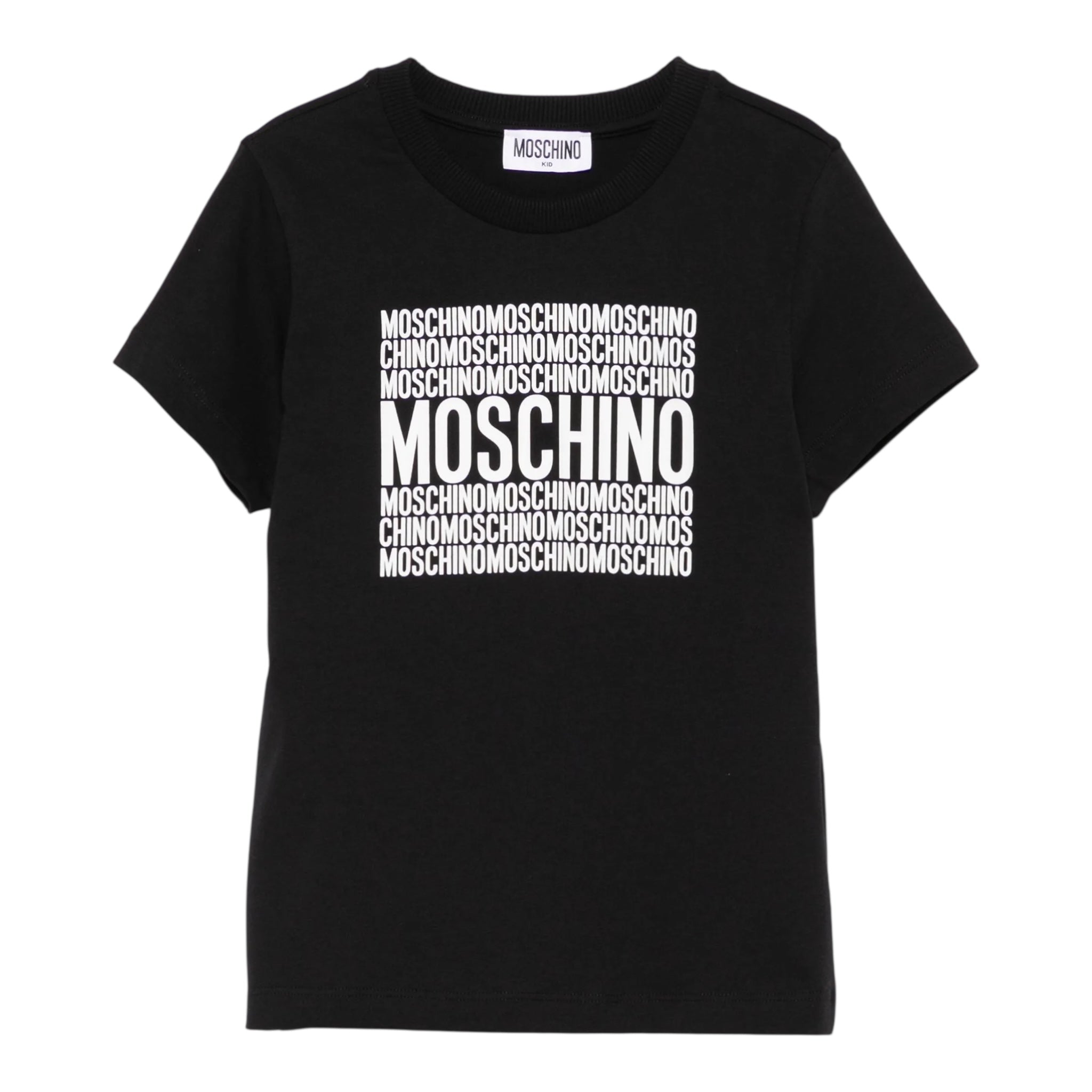 Moschino T-Shirt Girocollo Tinta Unita con Stampe per Bambino H6M04K NERO MOSCHINO 