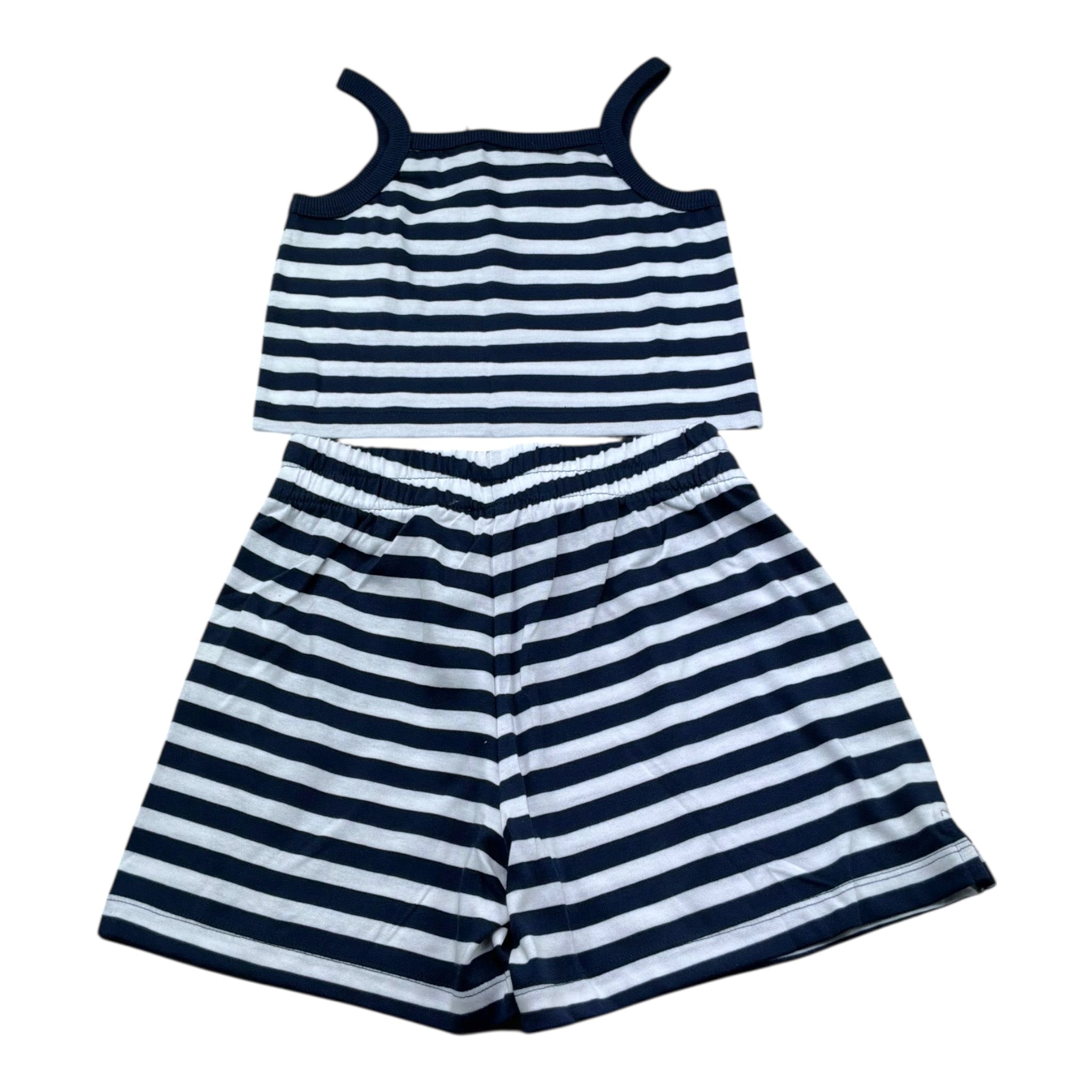 Moschino Completo 2 Pezzi Short-Top Bicolore con Fantasia A Righe per Bambina HDG01M BIANCO/BLU MOSCHINO 