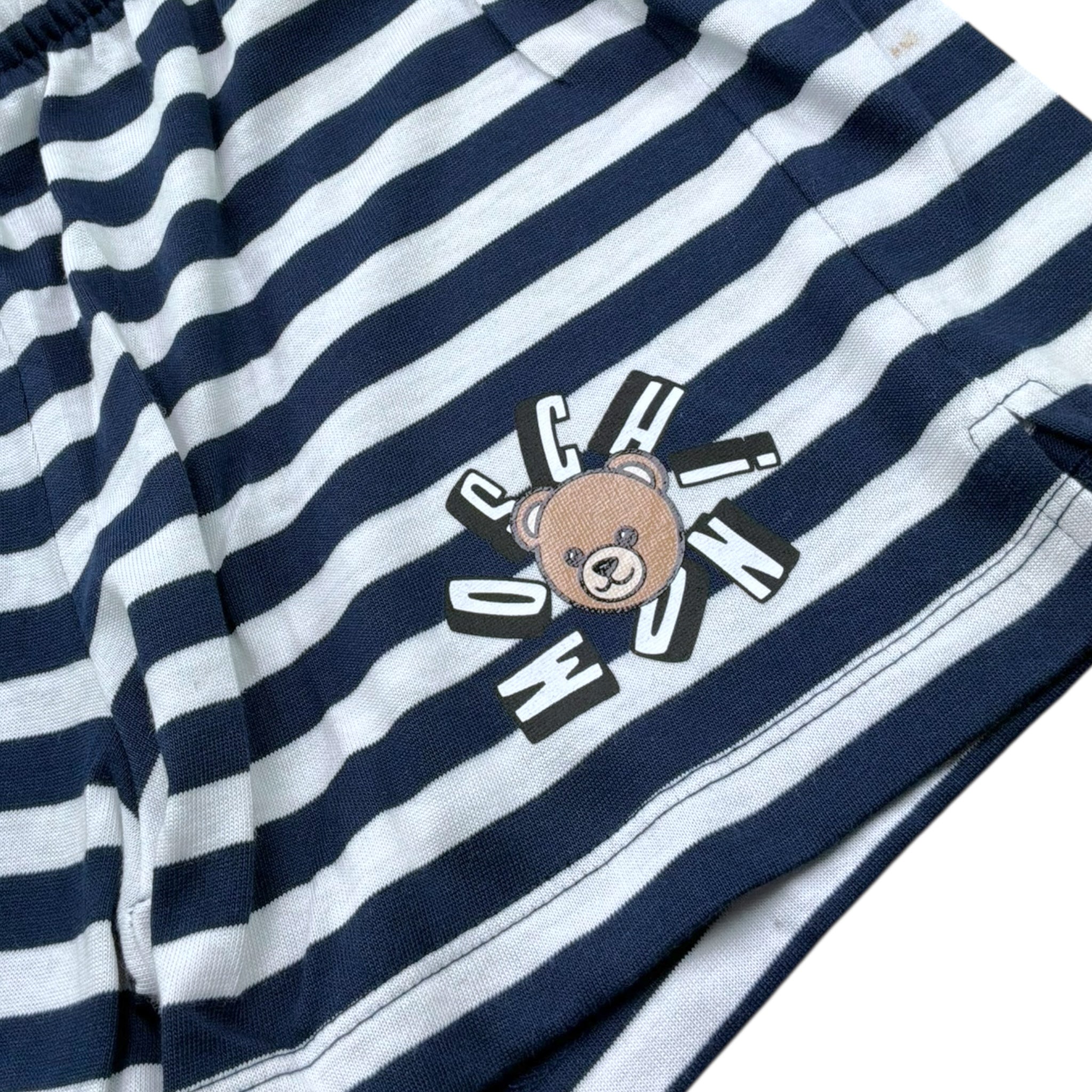 Moschino Completo 2 Pezzi Short-Top Bicolore con Fantasia A Righe per Bambina HDG01M BIANCO/BLU MOSCHINO 
