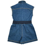 Moschino Tuta Intera Mezza Giromanica In Denim Tinta Unita per Bambina HDT00J BLU MOSCHINO 