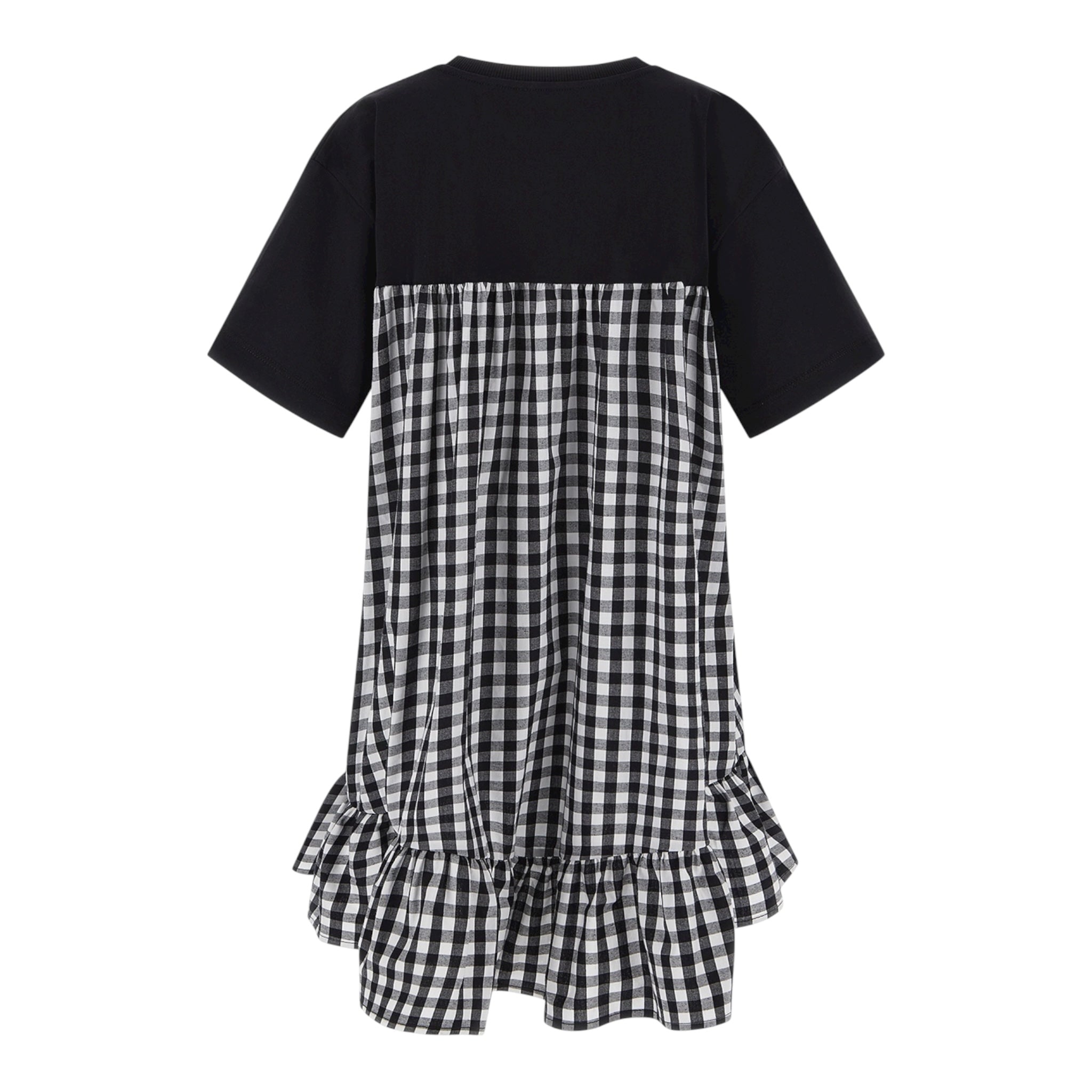Moschino Abito Tinta Unita Mezza Manica con Fantasia A Quadri per Bambina HDV0FY NERO MOSCHINO 