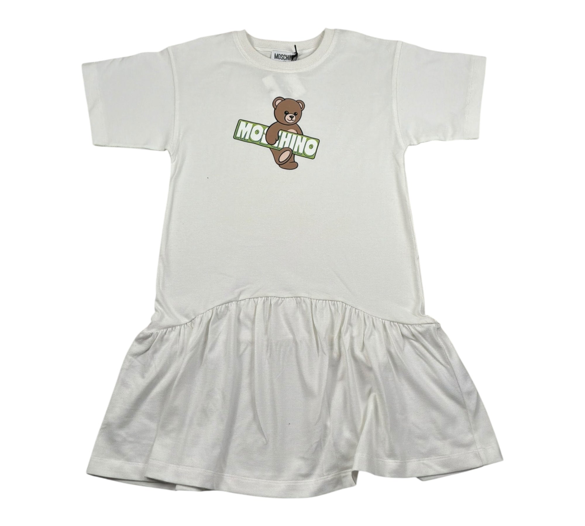 Moschino Abito Mezza Manica Tinta Unita con Stampa per Bambina HDV0HK BIANCO MOSCHINO 