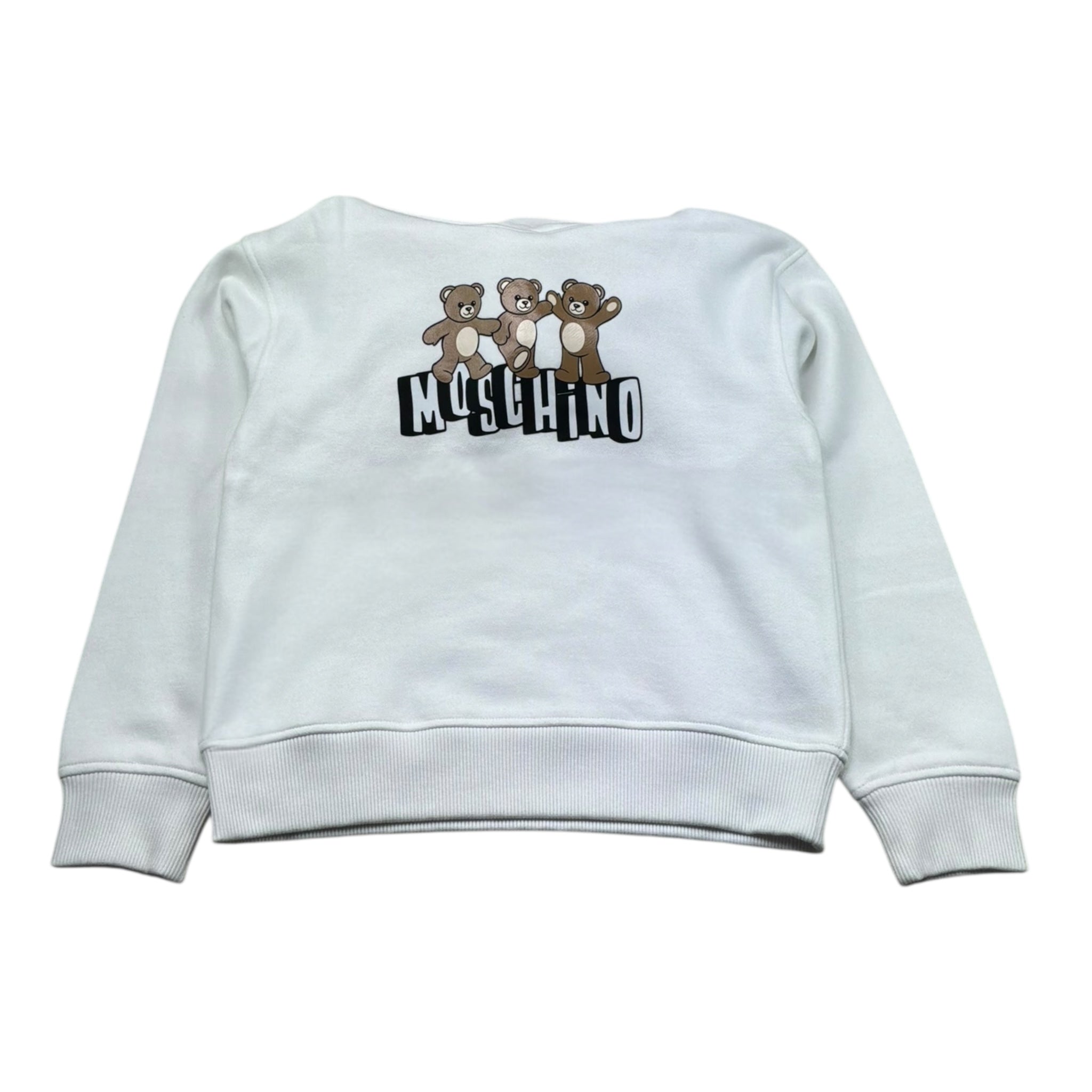 Moschino Felpa Tinta Unita con Cappuccio E Stampa per Bambina HQF07K BIANCO MOSCHINO 