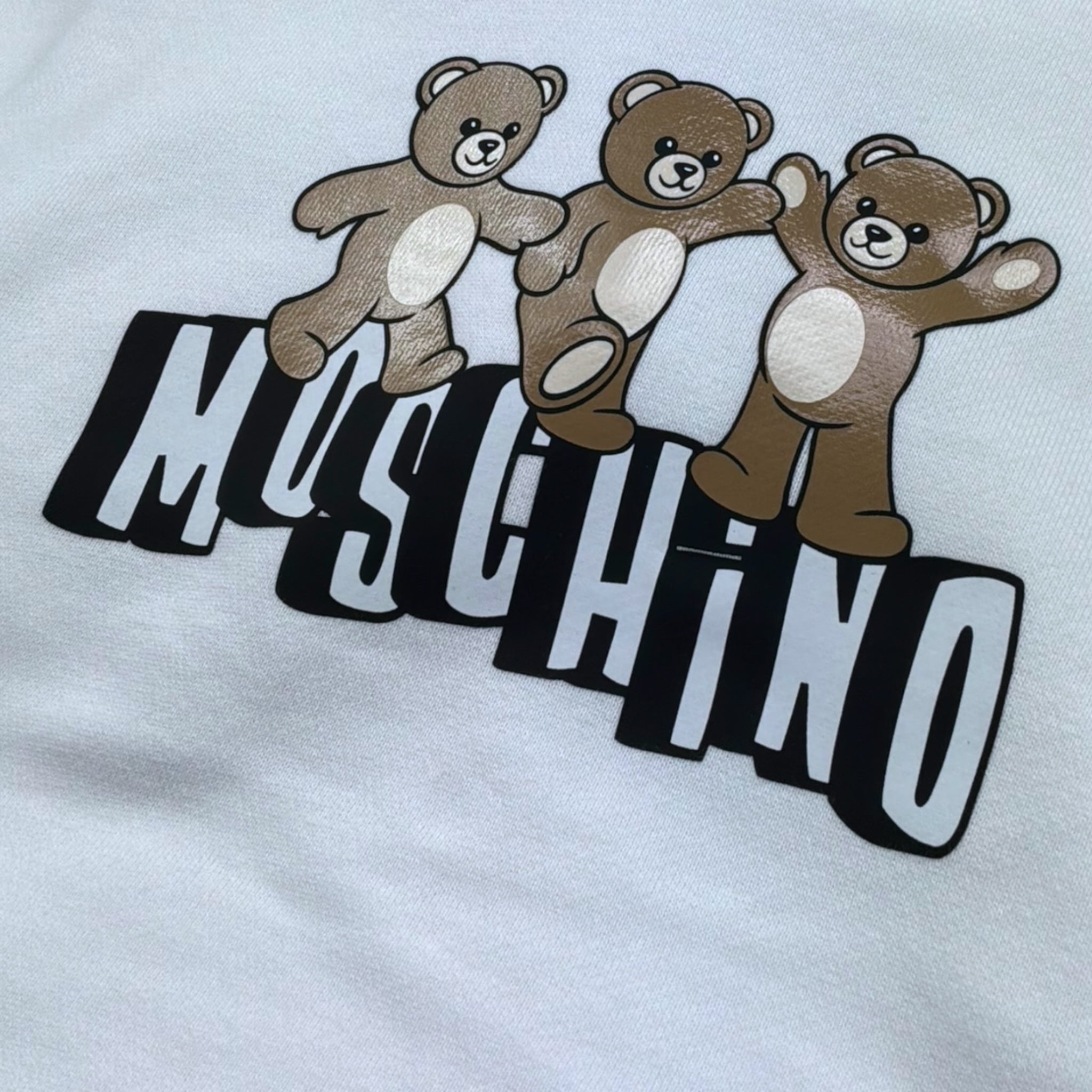 Moschino Felpa Tinta Unita con Cappuccio E Stampa per Bambina HQF07K BIANCO MOSCHINO 
