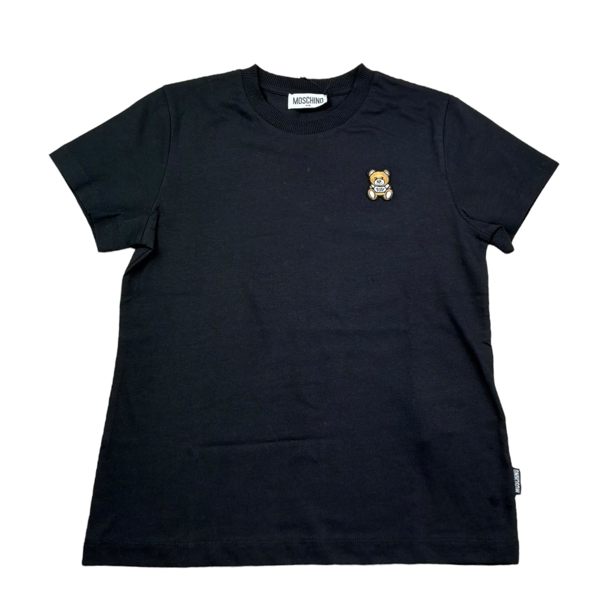 Moschino T-Shirt Girocollo Tinta Unita con Logo per Bambino HUM05E NERO MOSCHINO 