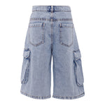 Moschino Bermuda Tinta Unita In Denim con Tasconi per Bambino HUQ023 AZZURRO MOSCHINO 