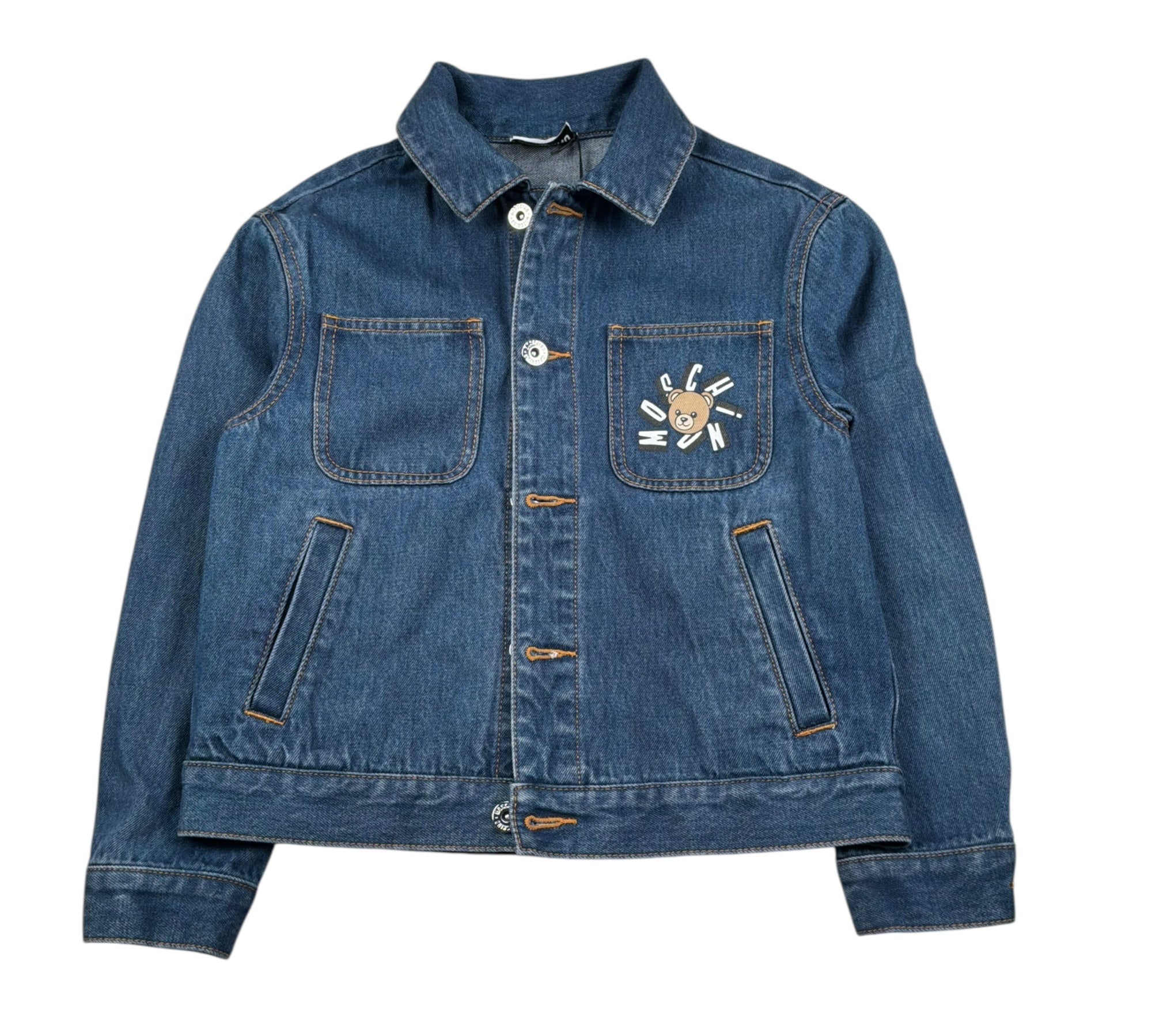 Moschino giubbino Manica Lunga In Denim Tinta Unita per Bambino HUS05L BLU MOSCHINO 