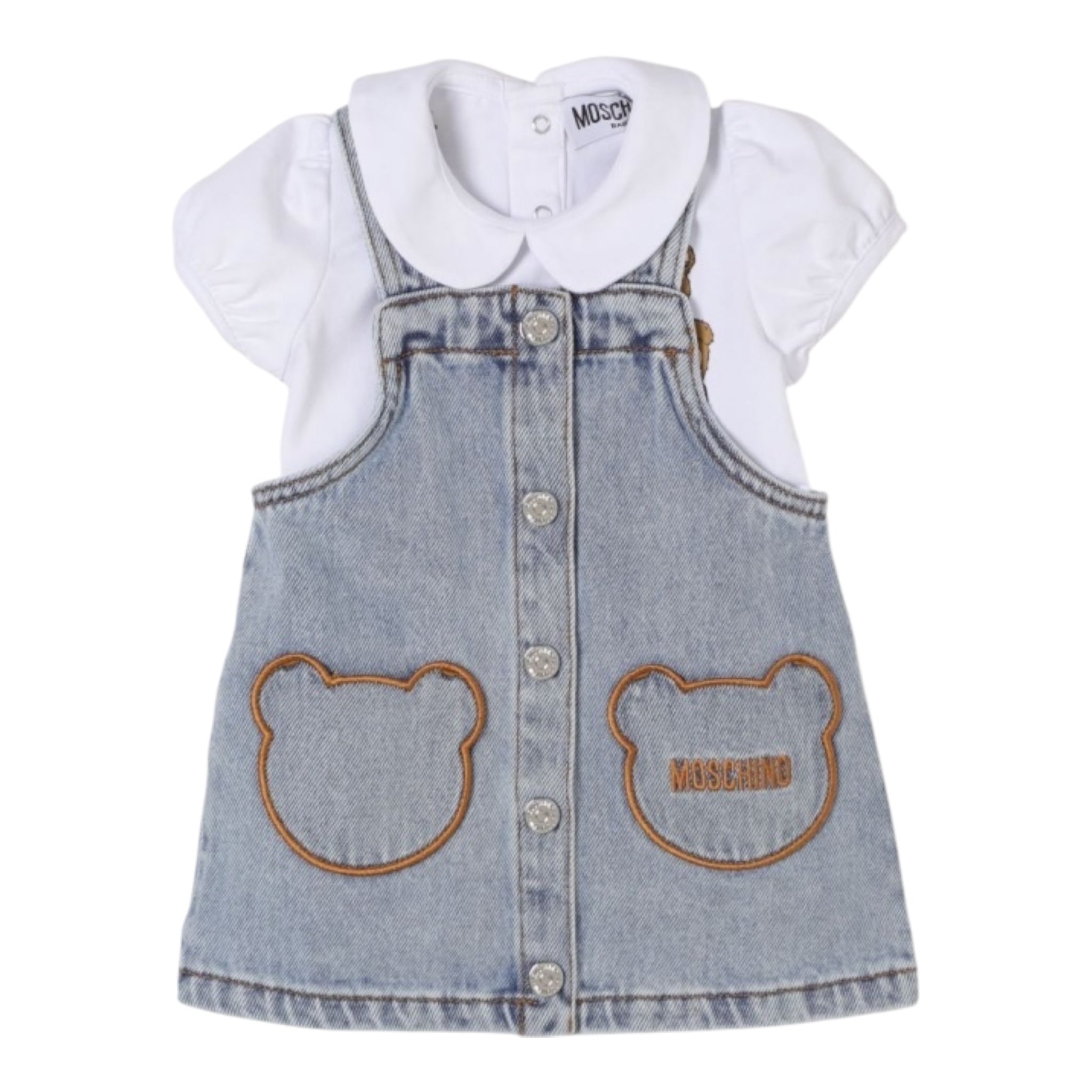 Moschino Completo 2 Pezzi T-Shirt-Salpette In Denim per Neonata MDG019 BIANCO MOSCHINO 