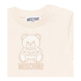 Moschino T-Shirt Girocollo Tinta Unita con Logo per Neonato MDPM047 BEIGE MOSCHINO 