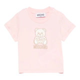 Moschino T-Shirt Girocollo Tinta Unita con Orso per Neonata MFM047 ROSA MOSCHINO 