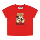 Moschino T-Shirt Girocollo Tinta Unita con Orso per Neonato MNM047XXXX ROSSO MOSCHINO 