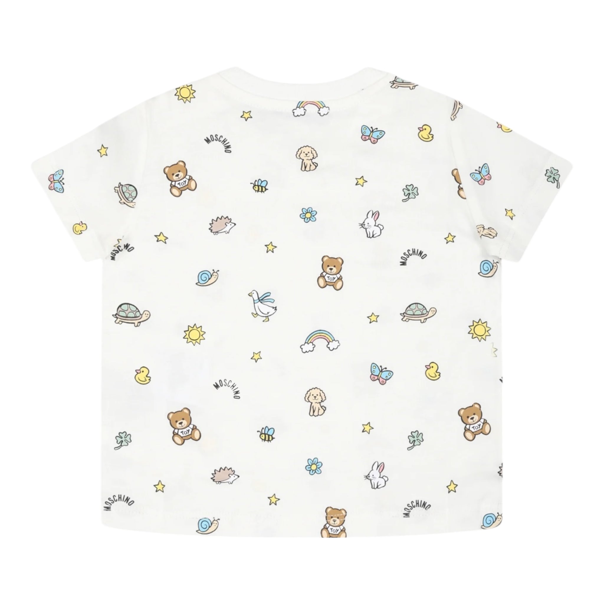 Moschino T-Shirt Girocollo Tinta Unita con Stampe per Neonato MOM047 BIANCO MOSCHINO 