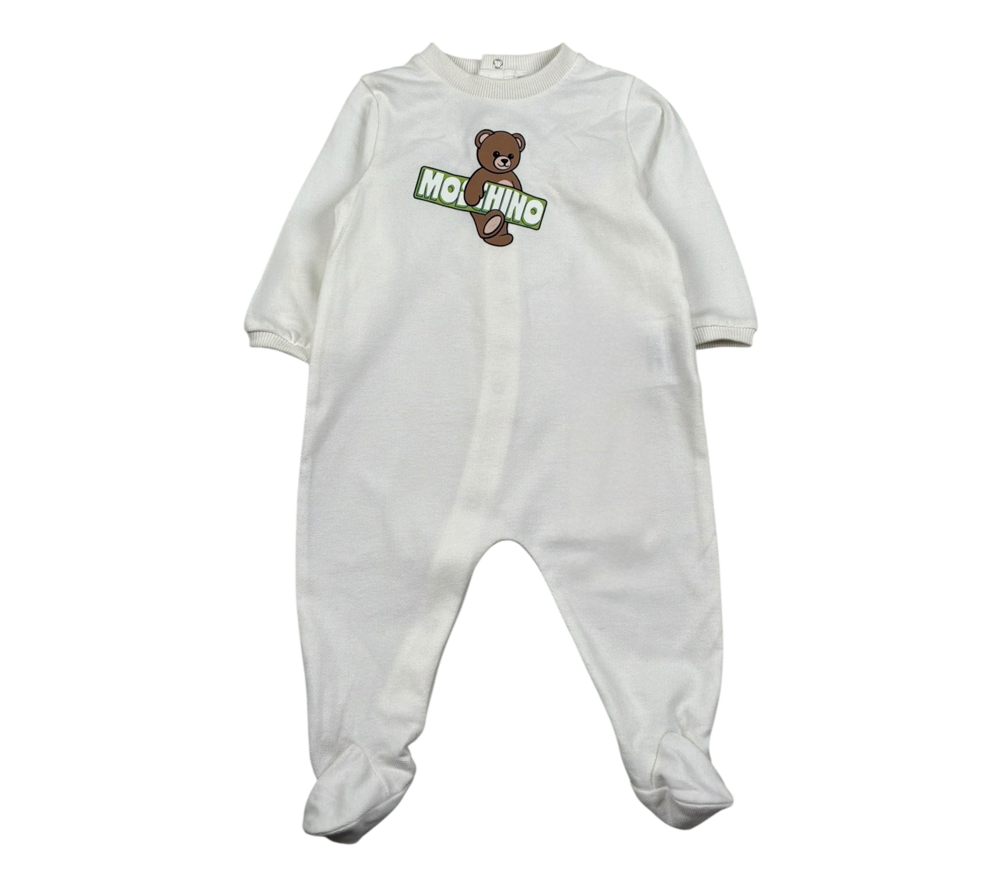 Moschino set Tutina Manica Lunga Tinta Unita con Logo-bavetta per Neonato MOY05L PANNA MOSCHINO 