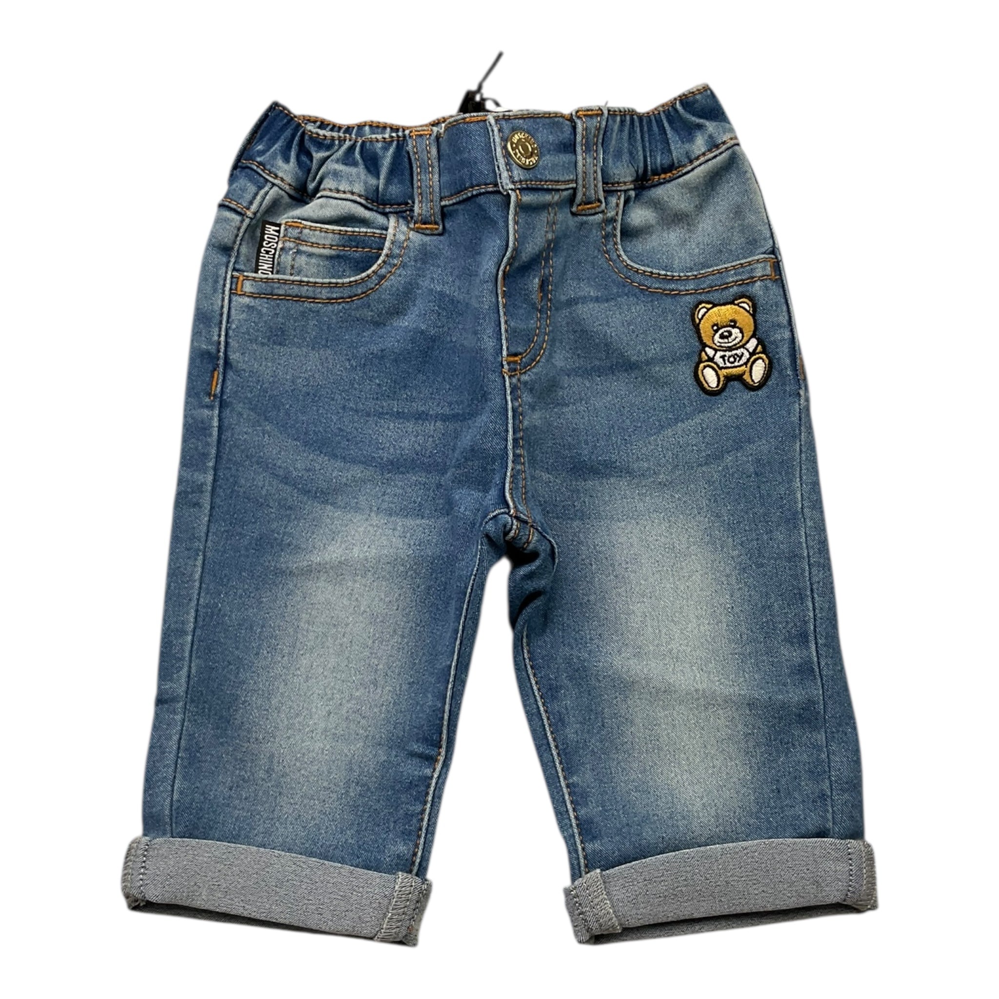Moschino Jeans Tinta Unita con Elastico In Vita per Neonato MUP05F BLU MOSCHINO 