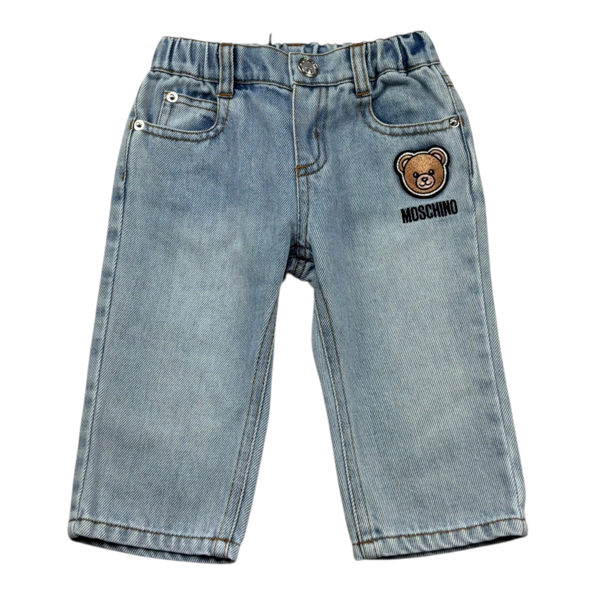 Moschino Jeans Tinta Unita con Elastico In Vita per Neonato MUP05T AZZURRO MOSCHINO 